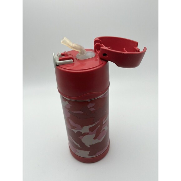 Thermos 12 oz Funtainer Pink Camo Kid’s Water Bottle With Flip Open Straw Used - Picture 3 of 6